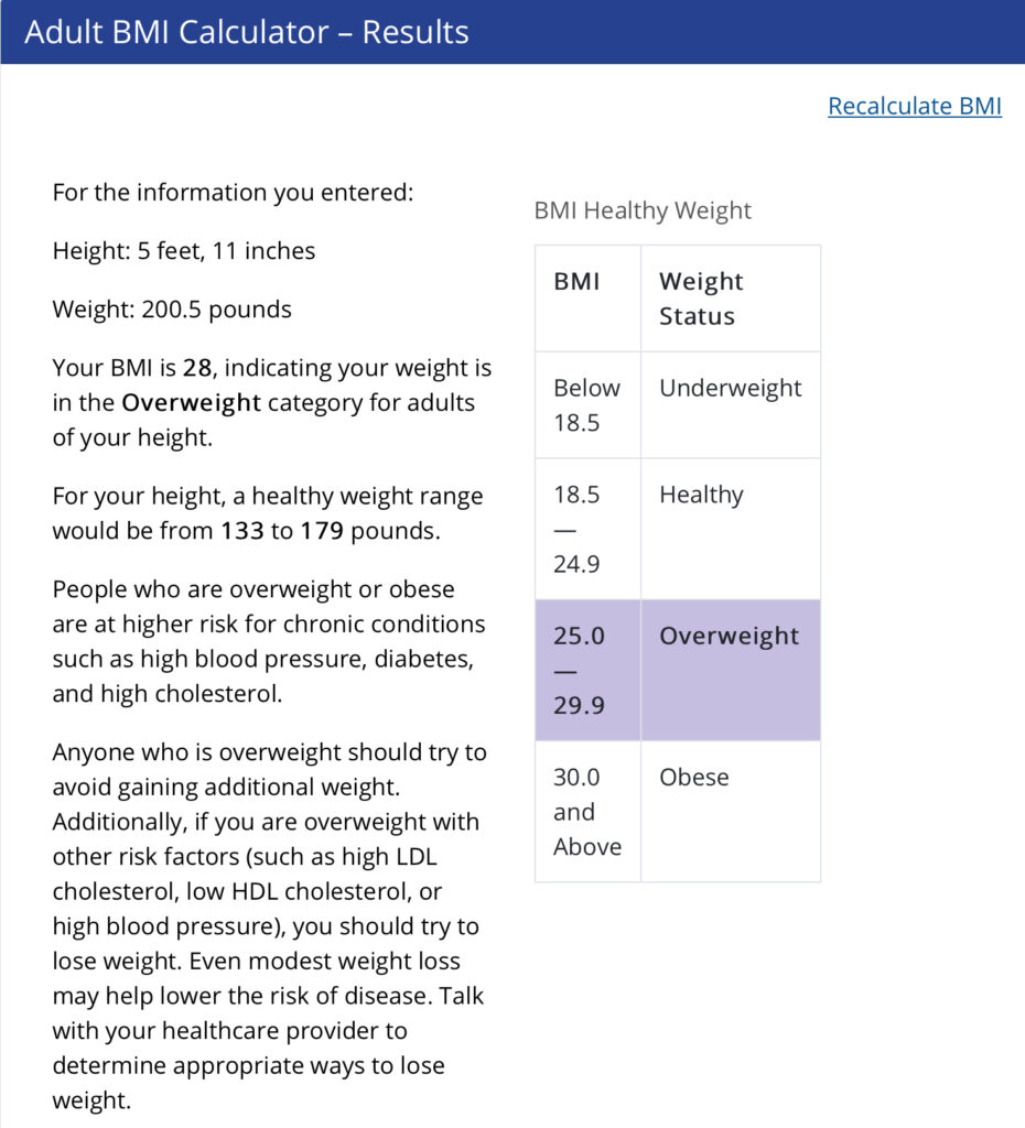 Weight loss progress