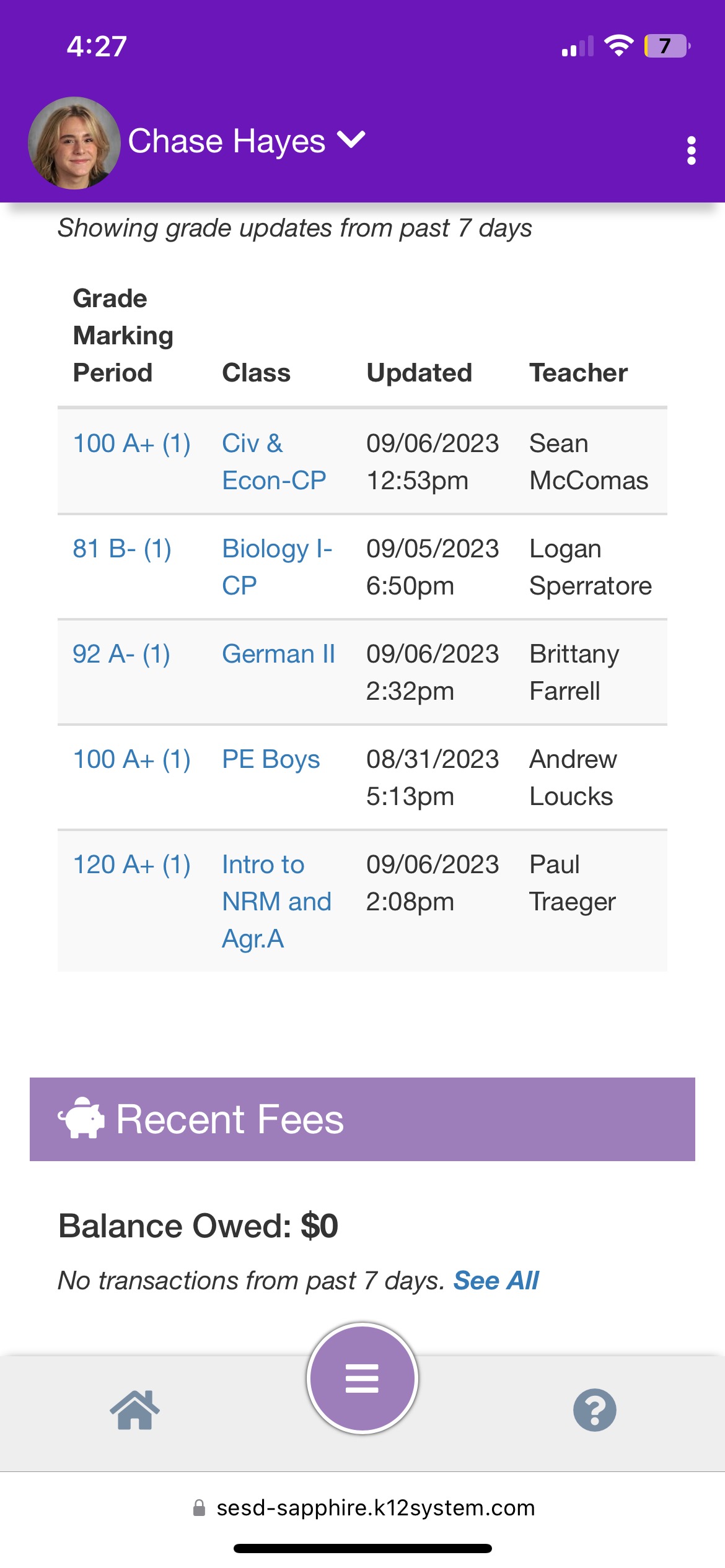 Chase nails the grades!